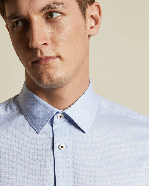 NEVERR-Shirts-Dern Fit Jacquard Shirt- Ted Baker Romania
